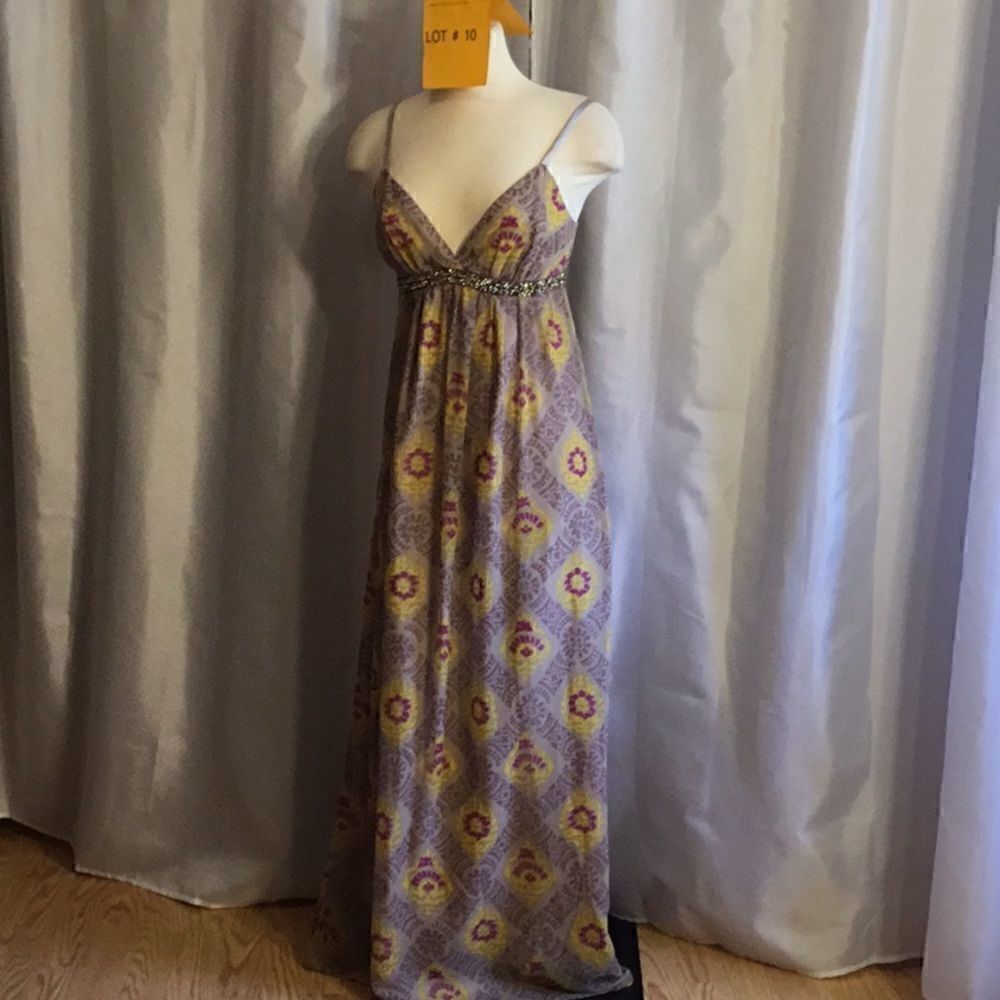 Long sleeveless dress empire waist in size med